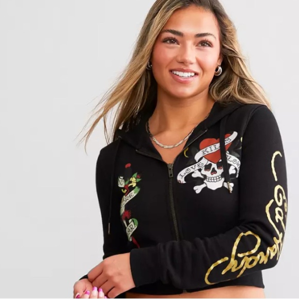 New! Ed hardy crop hoodie